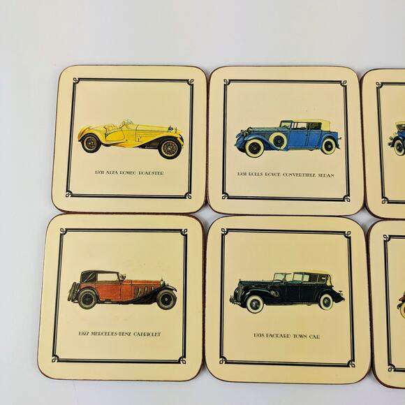 Pimpernel Vintage Drink Coasters Acrylic Classic Cars Made in England Six Cork - Picture 3 of 12